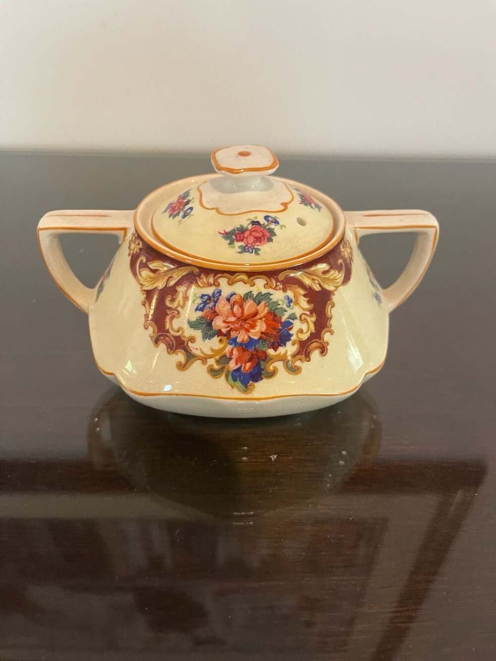 Vintage Crown Ducal Ware Floral Lidded Sugar Bowl Made in England - Picture 3 of 7